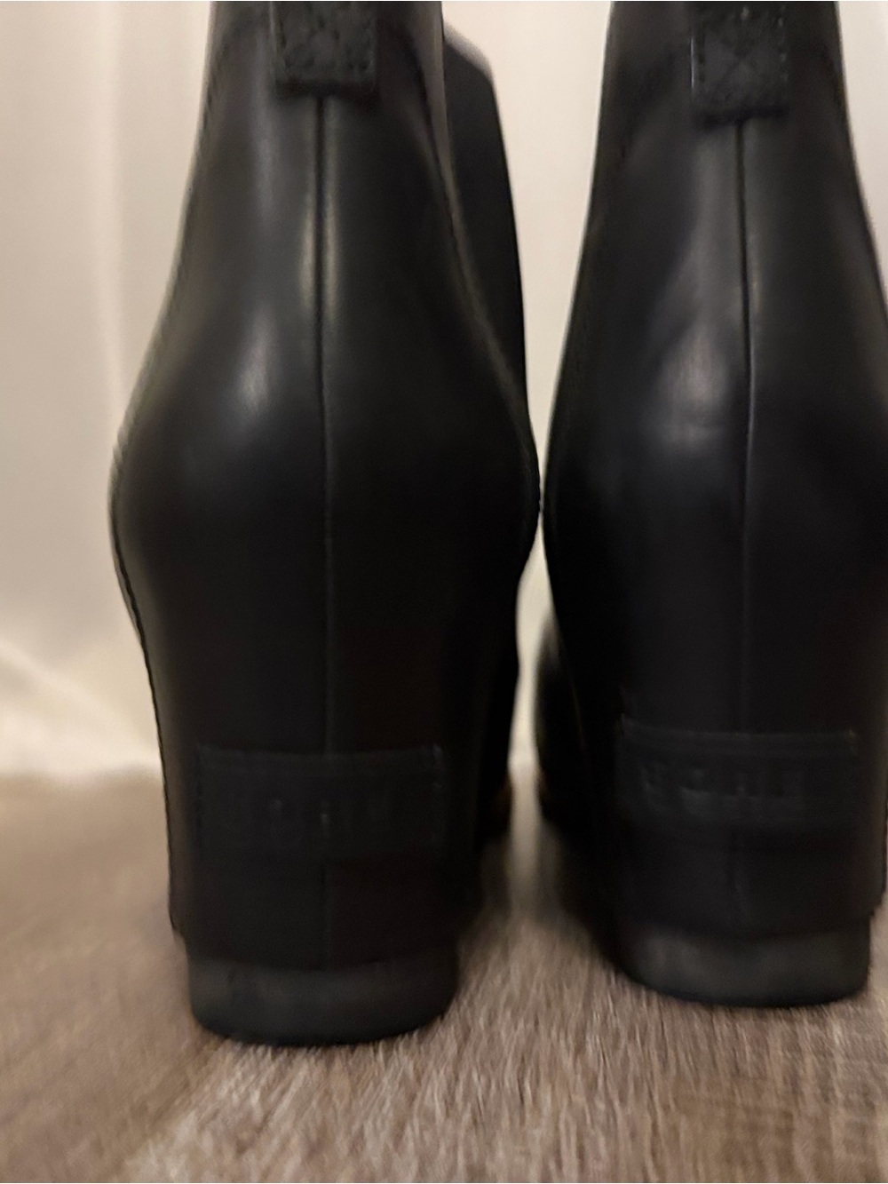 Sorel | Black Leather Wedge Ankle Boots | Waterproof - Picture 8 of 12